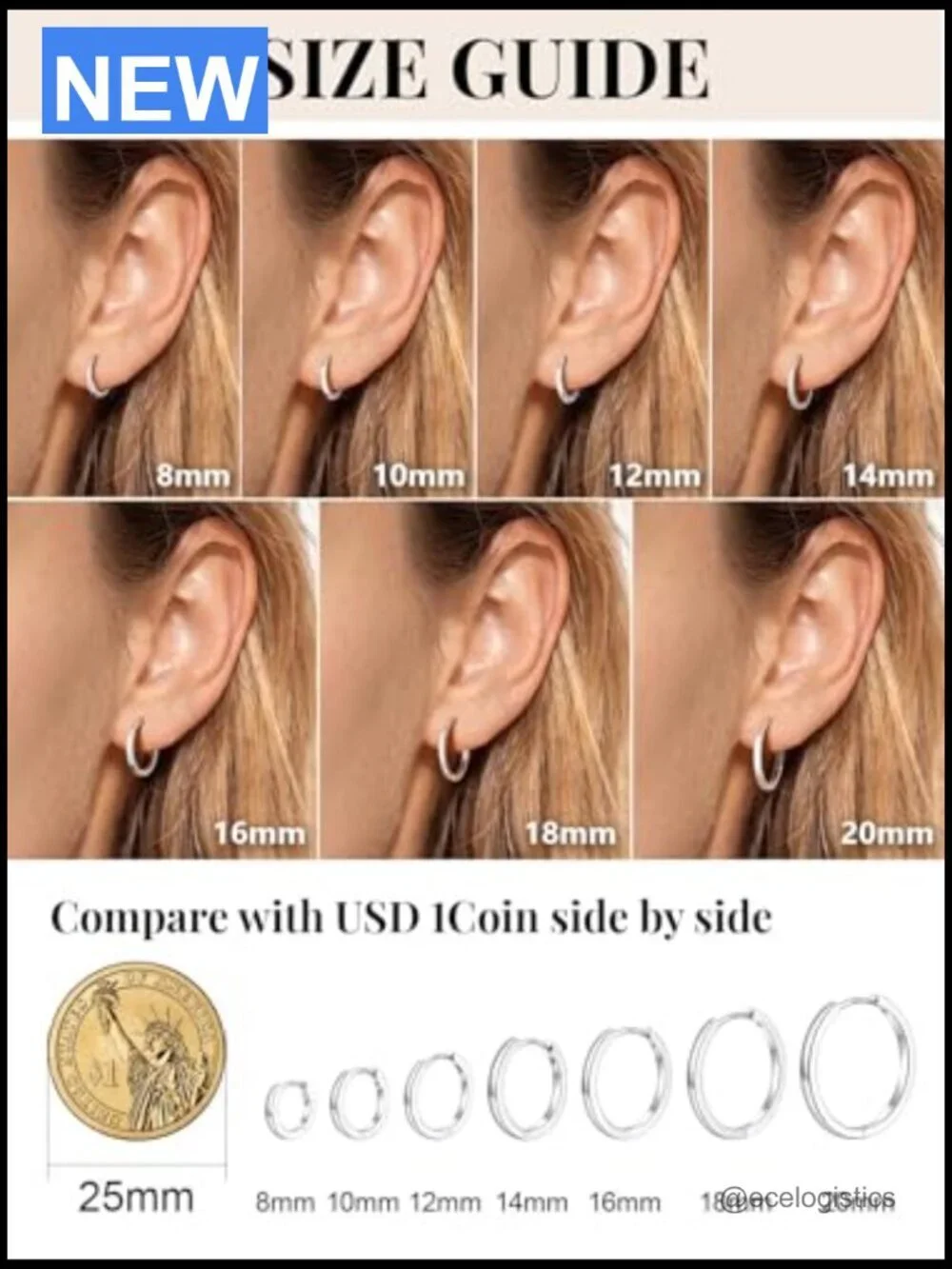 Small Huggie Hoop Earrings for Women, 925 Sterling Silver Posts,